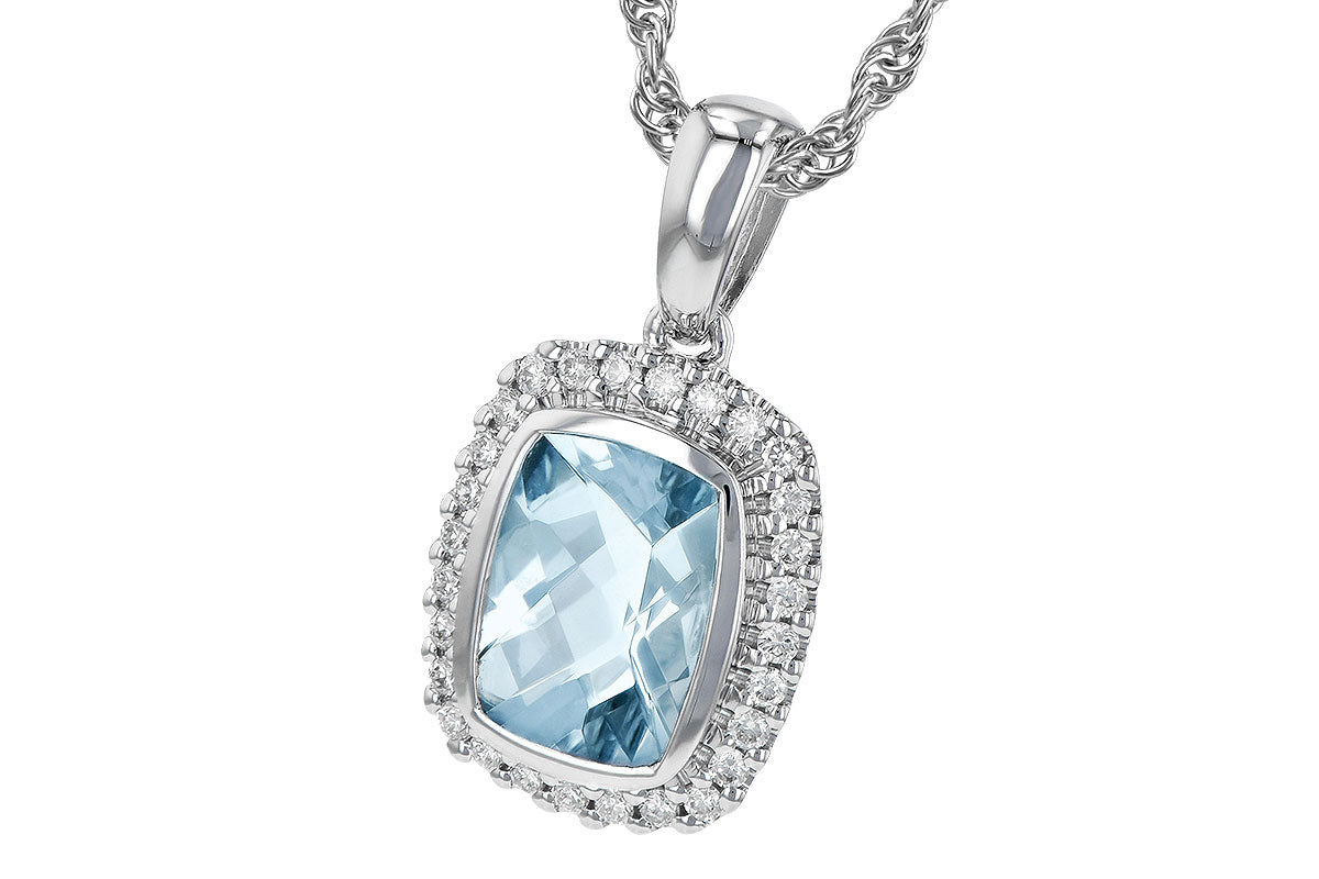 Allison Kaufman Aquamarine & Diamond Necklace in 14K White Gold, 1.16 ctw, alternate view