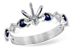 Allison Kaufman Sapphire & Diamond Engagement Ring Semi-Mount in 14K White Gold, 0.24 ctw