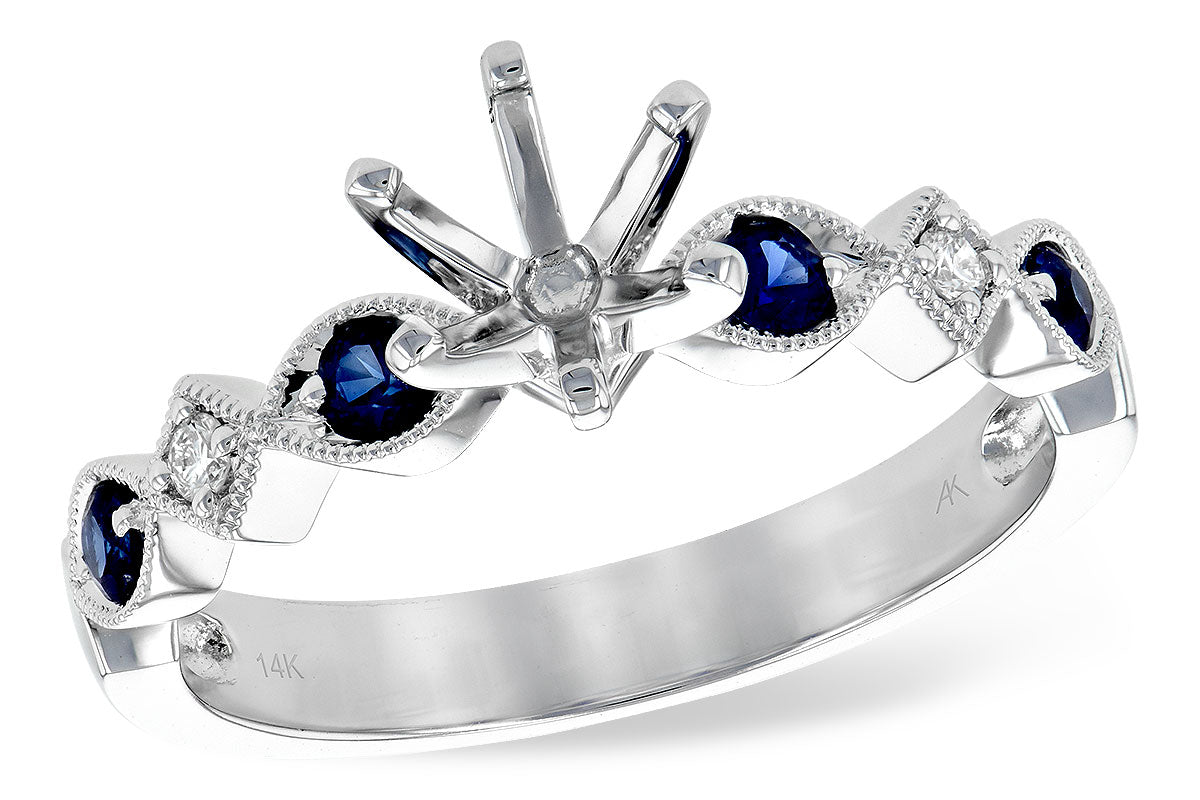 Allison Kaufman Sapphire & Diamond Engagement Ring Semi-Mount in 14K White Gold, 0.24 ctw