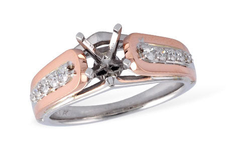 Allison Kaufman Diamond Engagement Ring Semi-Mount in 14K Two-Tone Gold, 0.24 ctw (L7474)