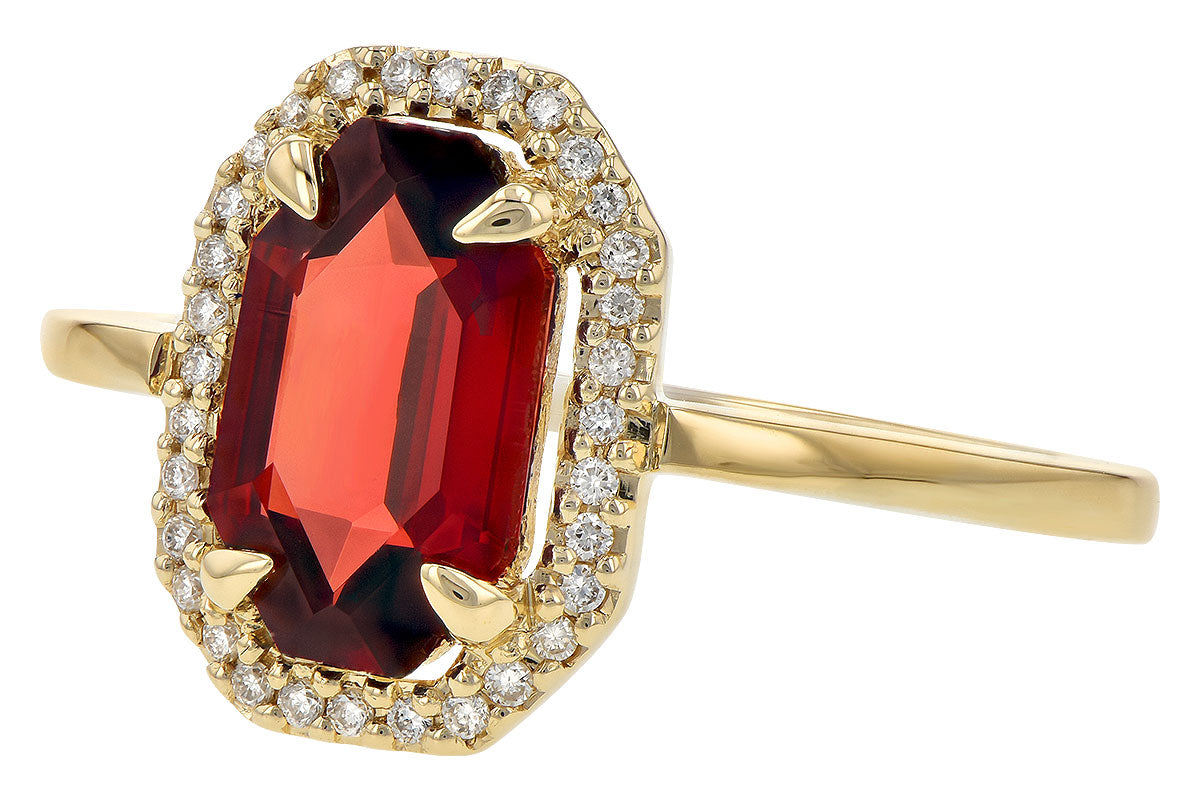 Allison Kaufman Garnet & Diamond Ring in 14K Yellow Gold, 1.75 ctw (D5775), alternate view