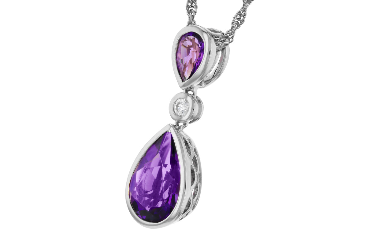 Allison Kaufman Amethyst & Diamond Necklace in 14K White Gold, 1.96 ctw, alternate view