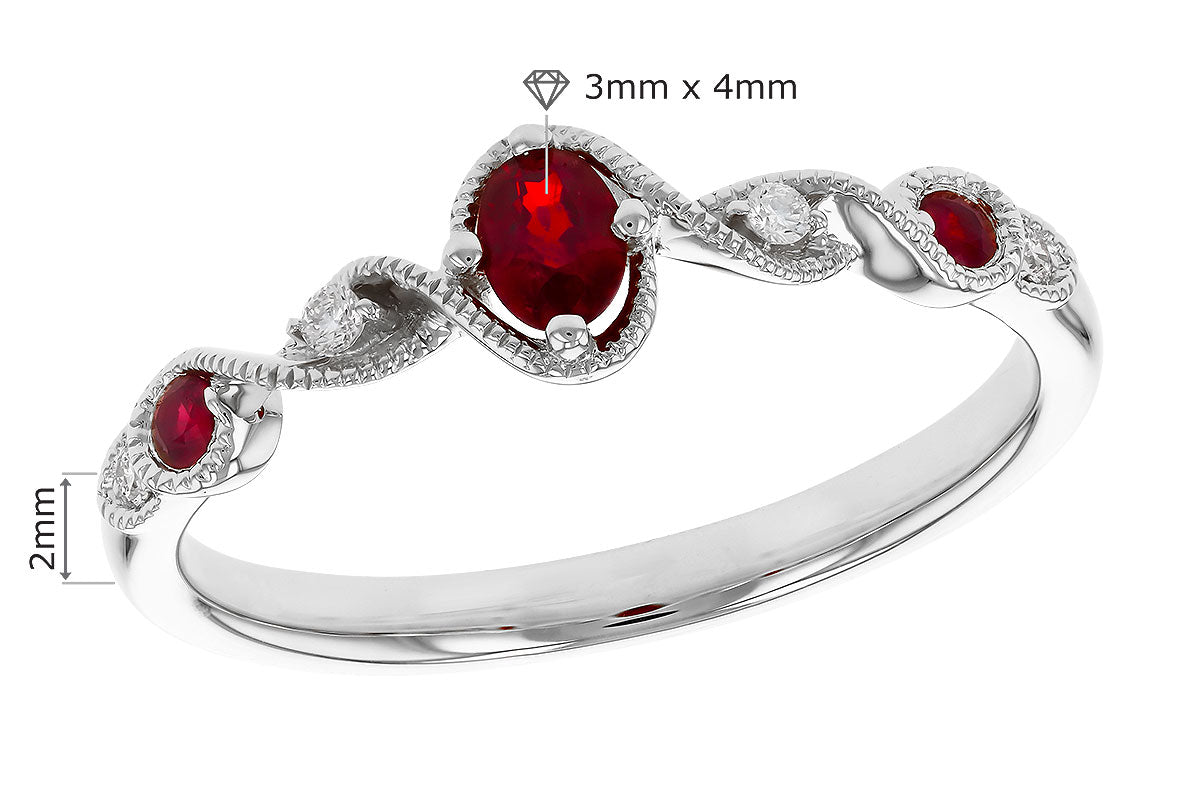 Allison Kaufman Ruby & Diamond Ring in 14K White Gold, 0.31 ctw, alternate view