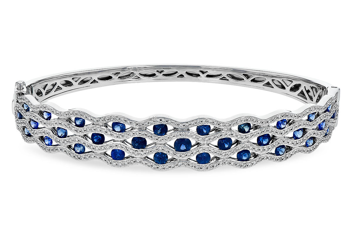 Allison Kaufman Sapphire & Diamond Bangle Bracelet in 14K White Gold, 3.14 ctw