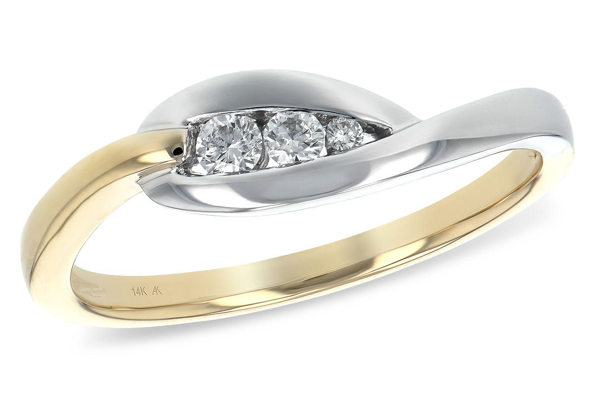 Allison Kaufman Diamond Ring in 14K Yellow & White Gold, 0.11 ctw