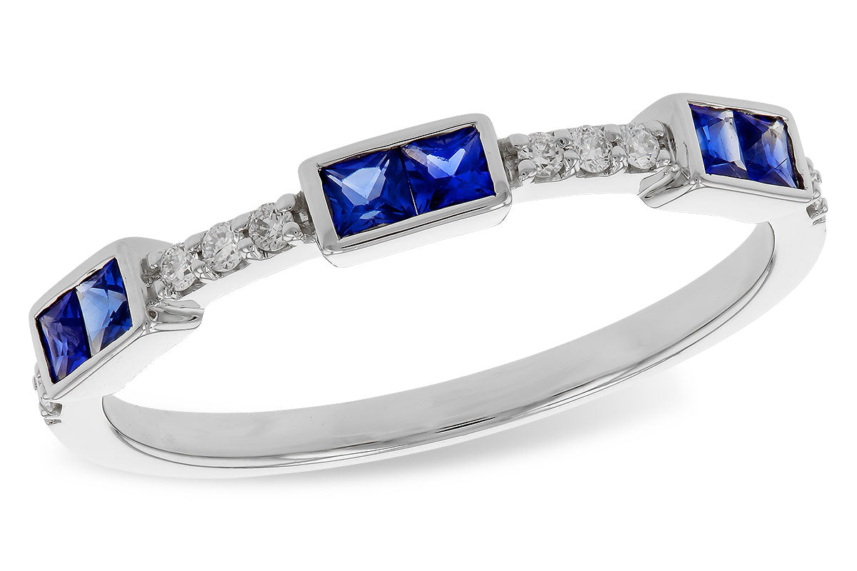 Allison Kaufman Sapphire & Diamond Wedding Band in 14K White Gold, 0.43 ctw (W2651)