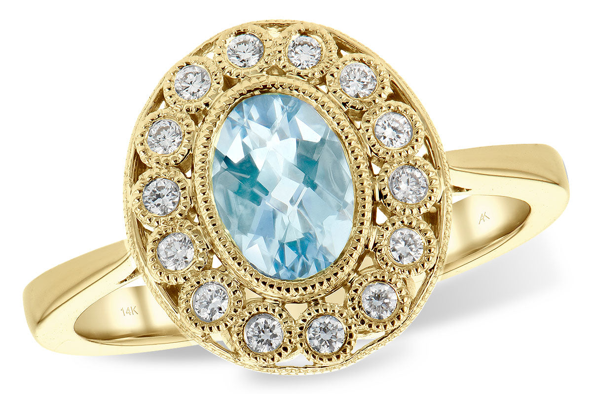 Allison Kaufman Aquamarine & Diamond Ring in 14K Yellow Gold, 0.75 ctw