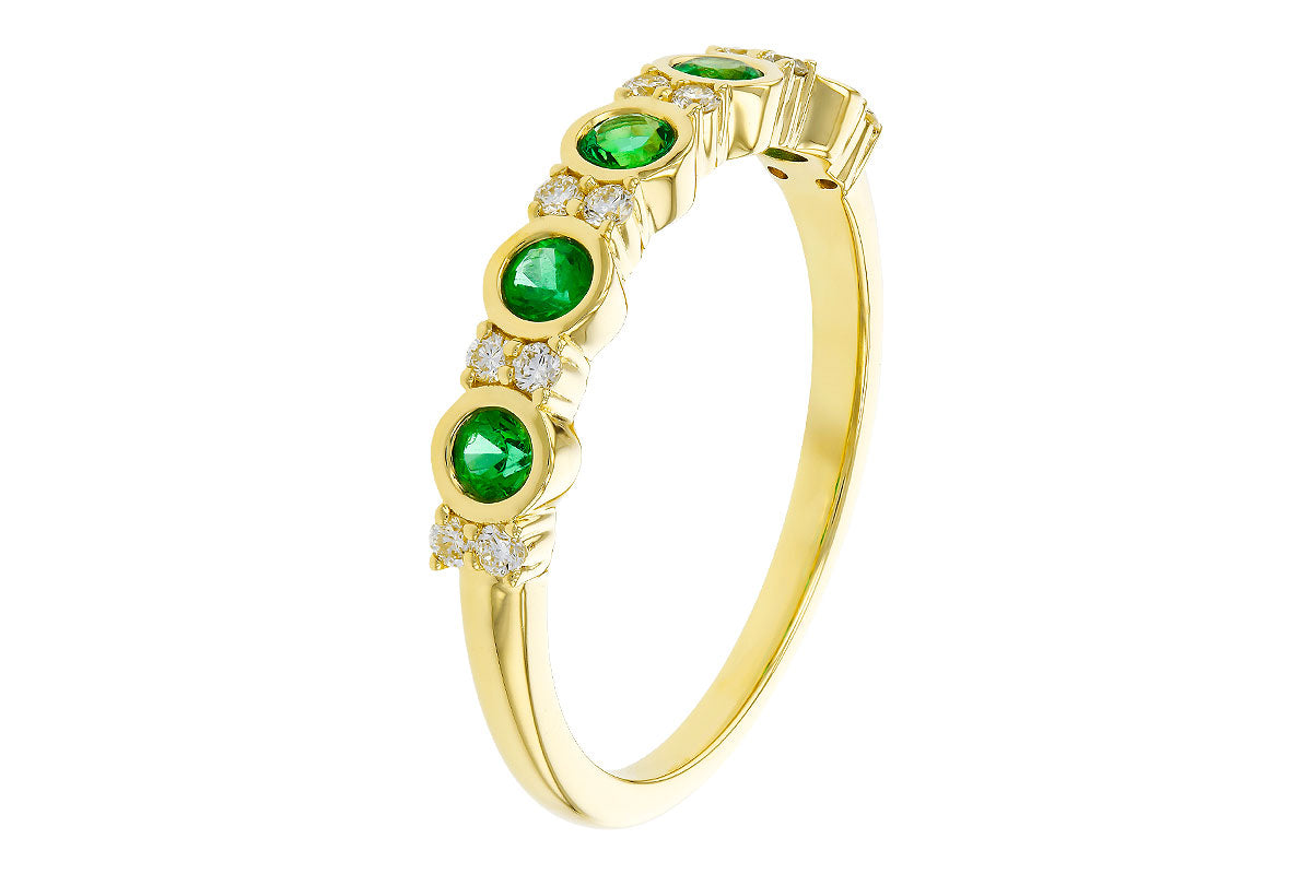 Allison Kaufman Emerald & Diamond Wedding Band in 14K Yellow Gold, 0.40 ctw, alternate view