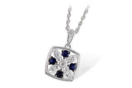 Allison Kaufman Sapphire & Diamond Necklace in 14K White Gold, 0.45 ctw
