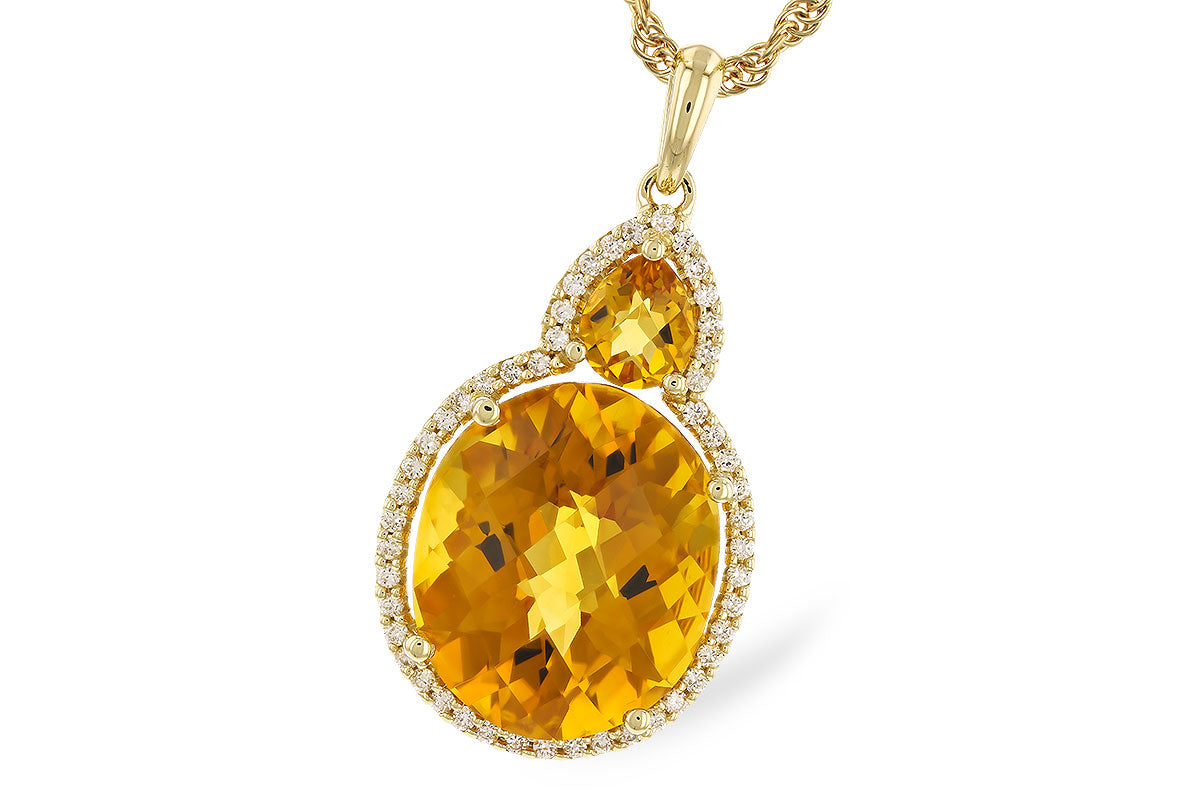 Allison Kaufman Citrine & Diamond Necklace in 14K Yellow Gold, 5.85 ctw