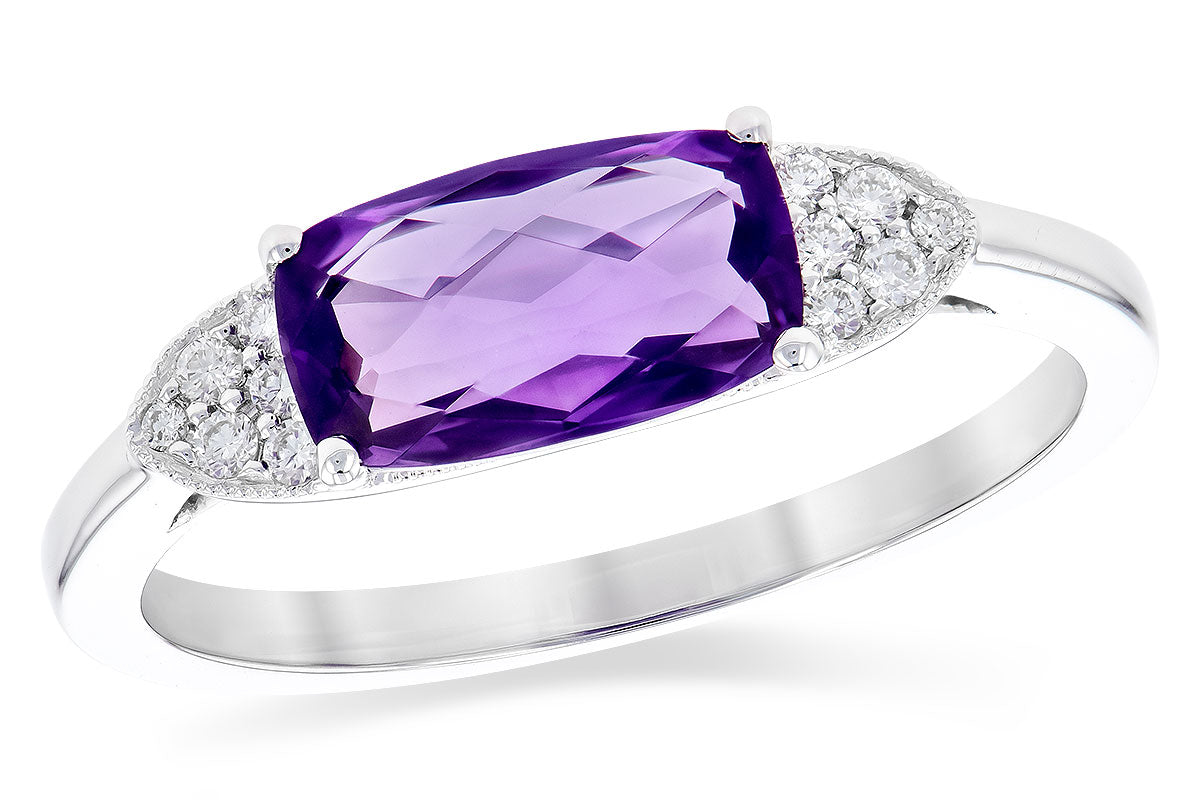 Allison Kaufman Amethyst & Diamond Ring in 14K White Gold, 1.18 ctw