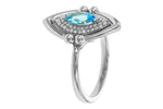 Allison Kaufman Blue Topaz & Diamond Ring in 14K White Gold, 0.70 ctw, alternate view