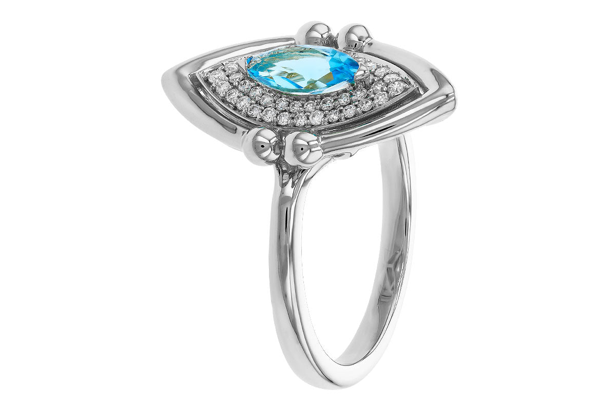 Allison Kaufman Blue Topaz & Diamond Ring in 14K White Gold, 0.70 ctw, alternate view