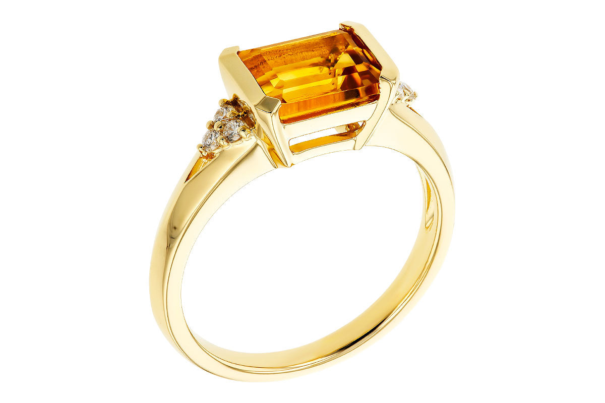 Allison Kaufman Citrine & Diamond Ring in 14K Yellow Gold, 1.55 ctw, alternate view