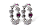 Allison Kaufman Ruby & Diamond Earrings in 14K White Gold, 0.25 ctw