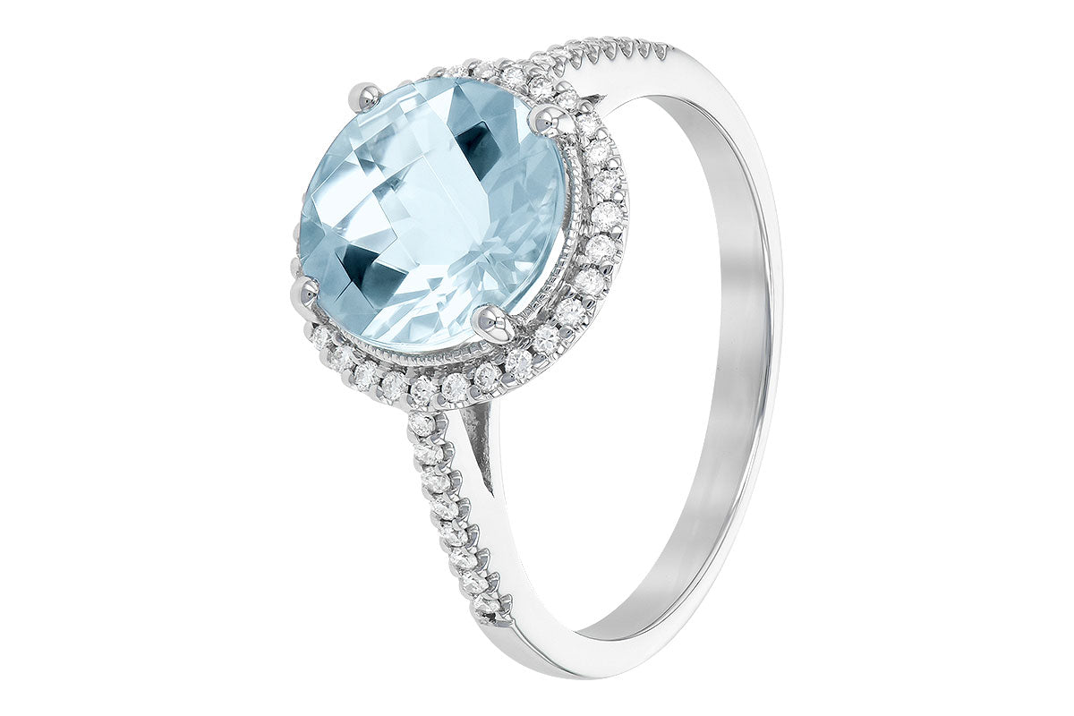 Allison Kaufman Aquamarine & Diamond Ring in 14K White Gold, 2.27 ctw, alternate view