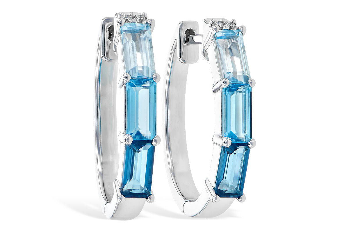 Allison Kaufman Blue Topaz & Diamond Earrings in 14K White Gold, 2.55 ctw