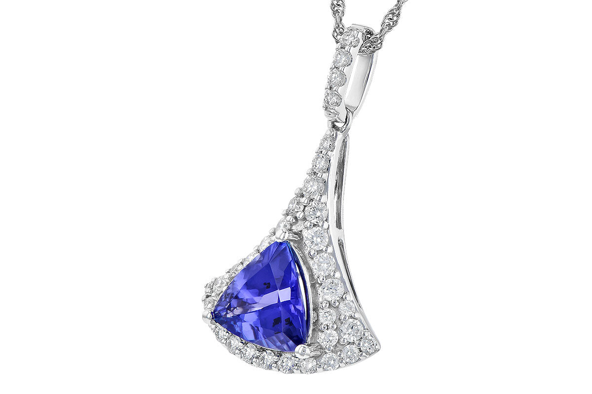 Allison Kaufman Tanzanite & Diamond Necklace in 14K White Gold, 1.80 ctw (N8220), alternate view