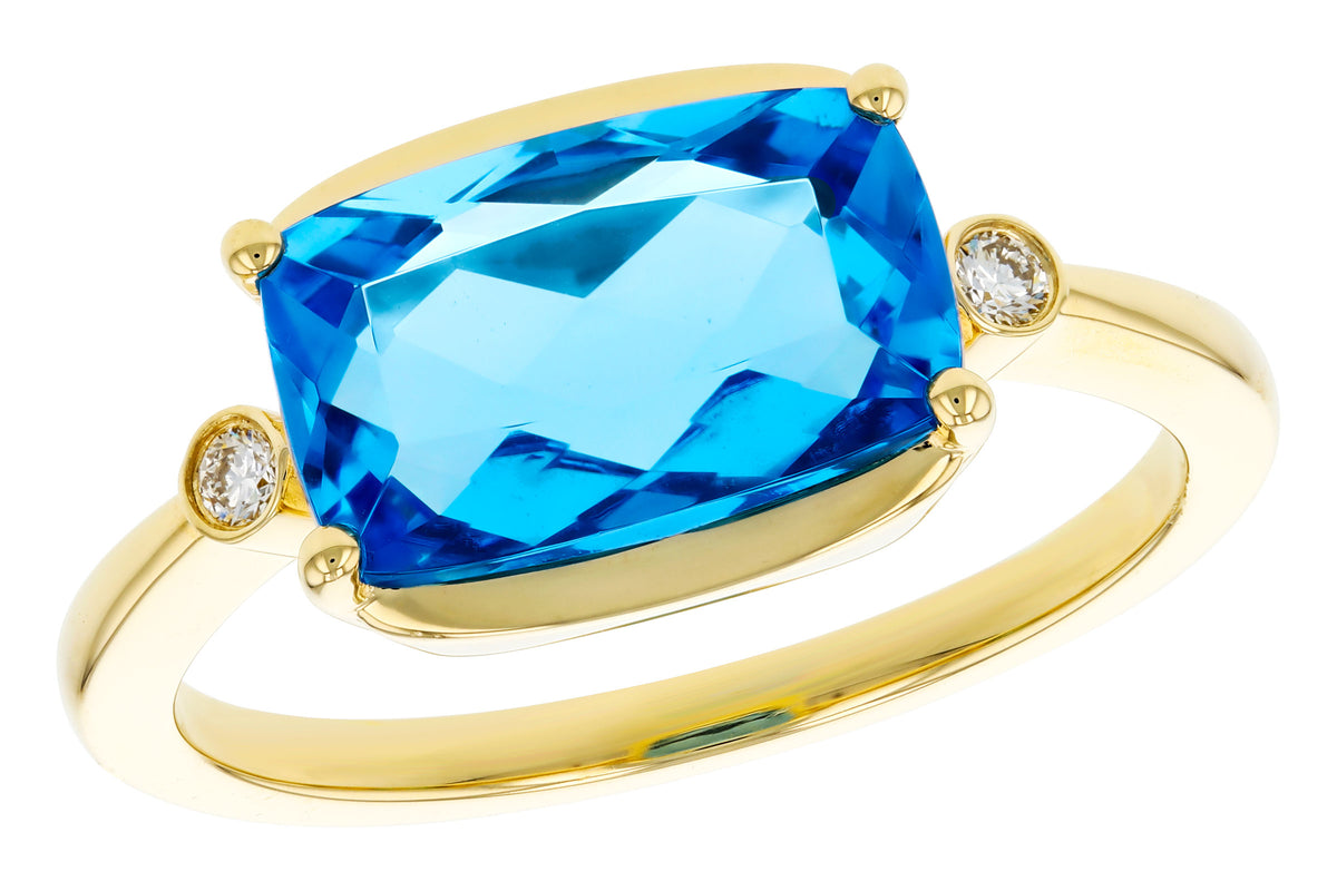 Allison Kaufman Blue Topaz & Diamond Ring in 14K Yellow Gold, 2.92 ctw