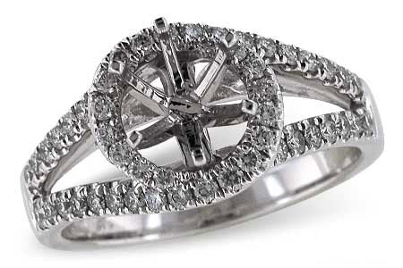 Allison Kaufman Diamond Engagement Ring Semi-Mount in 14K White Gold, 0.57 ctw (L7330)