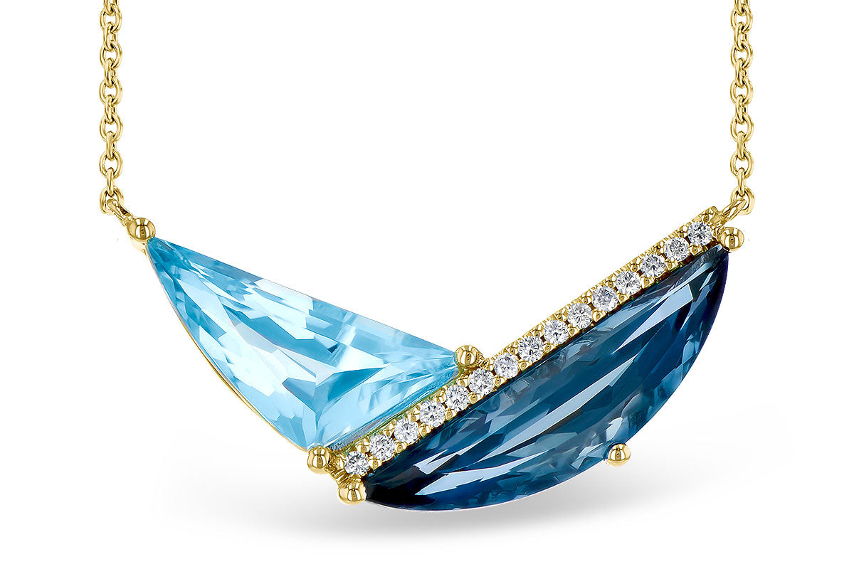 Allison Kaufman Blue Topaz & Diamond Necklace in 14K Yellow Gold, 4.75 ctw