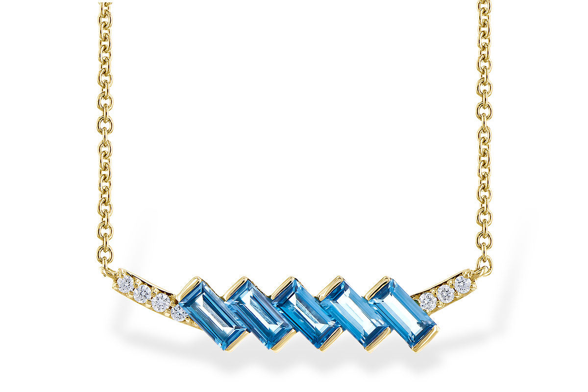 Allison Kaufman London Blue Topaz & Diamond Necklace in 14K Yellow Gold, 0.80 ctw