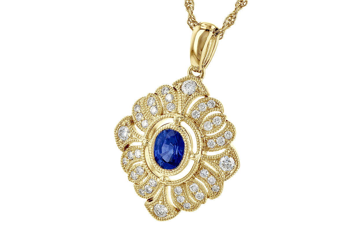 Allison Kaufman Sapphire & Diamond Necklace in 14K Yellow Gold, 0.72 ctw, alternate view