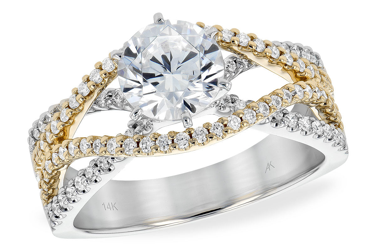 Allison Kaufman Diamond Engagement Ring Semi-Mount in 14K Yellow Gold, 0.53 ctw