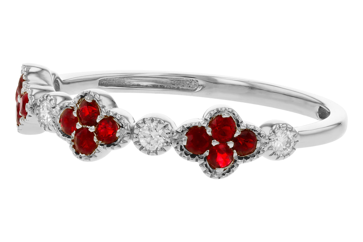 Allison Kaufman Ruby & Diamond Wedding Band in 14K White Gold, 0.30 ctw, alternate view