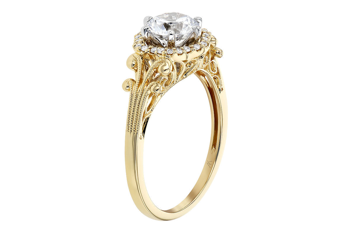 Allison Kaufman Diamond Engagement Ring Semi-Mount in 14K Yellow Gold, 0.09 ctw, alternate view