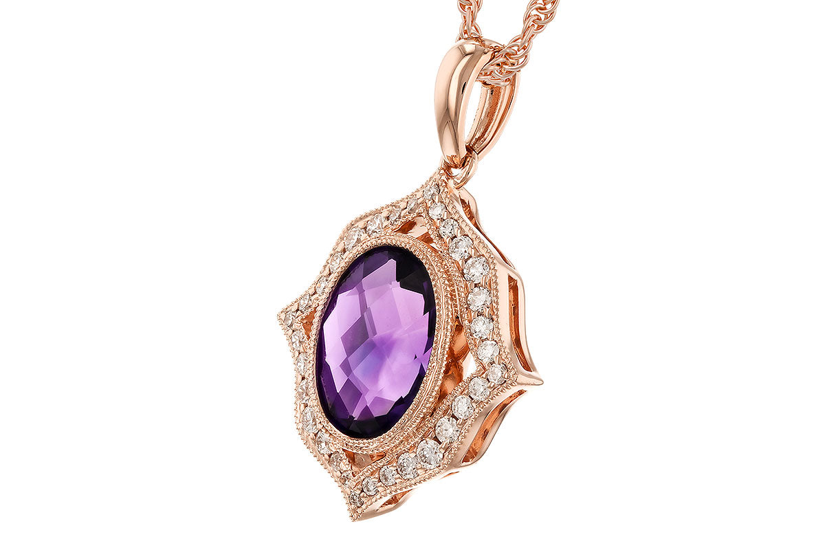 Allison Kaufman Amethyst & Diamond Necklace in 14K Rose Gold, 1.70 ctw (N8483), alternate view