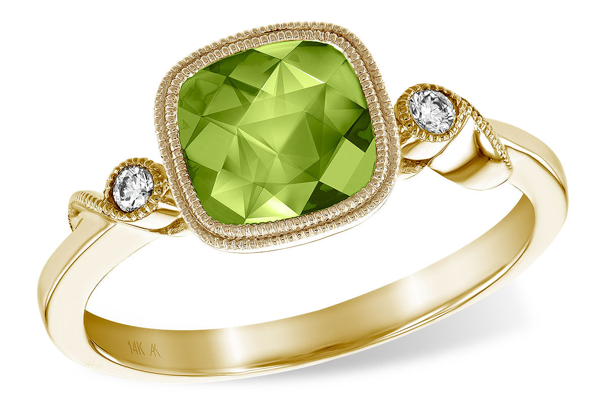 Allison Kaufman Peridot & Diamond Ring in 14K Yellow Gold, 1.59 ctw