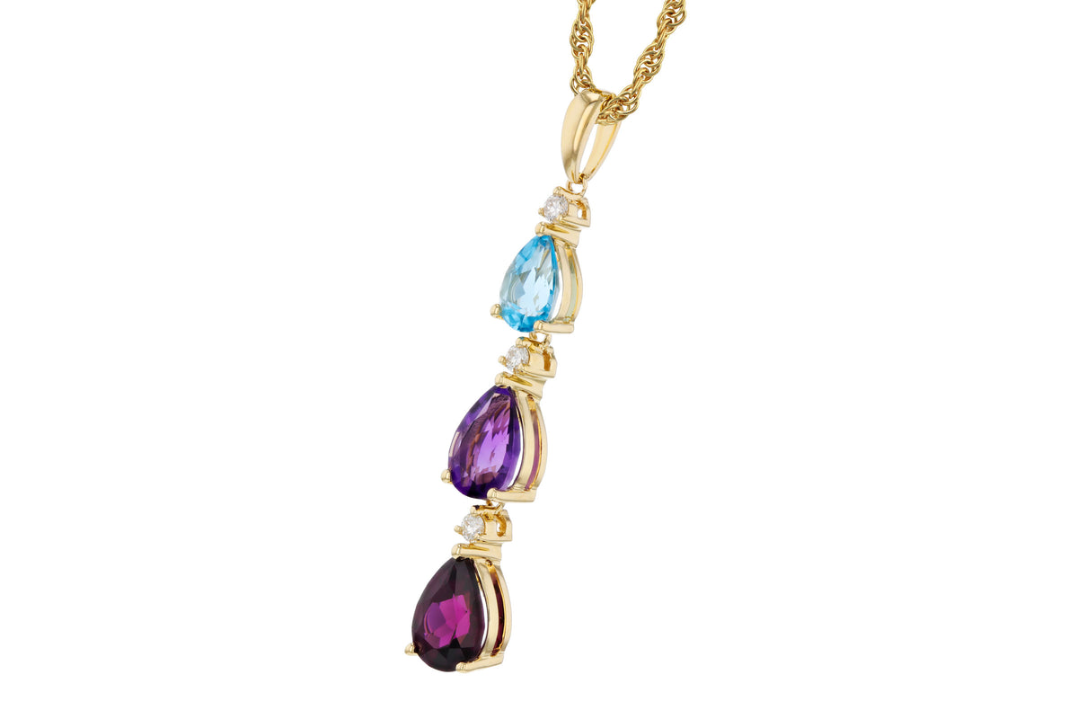 Allison Kaufman Multi-Gemstone & Diamond Necklace in 14K Yellow Gold, 2.00 ctw, alternate view