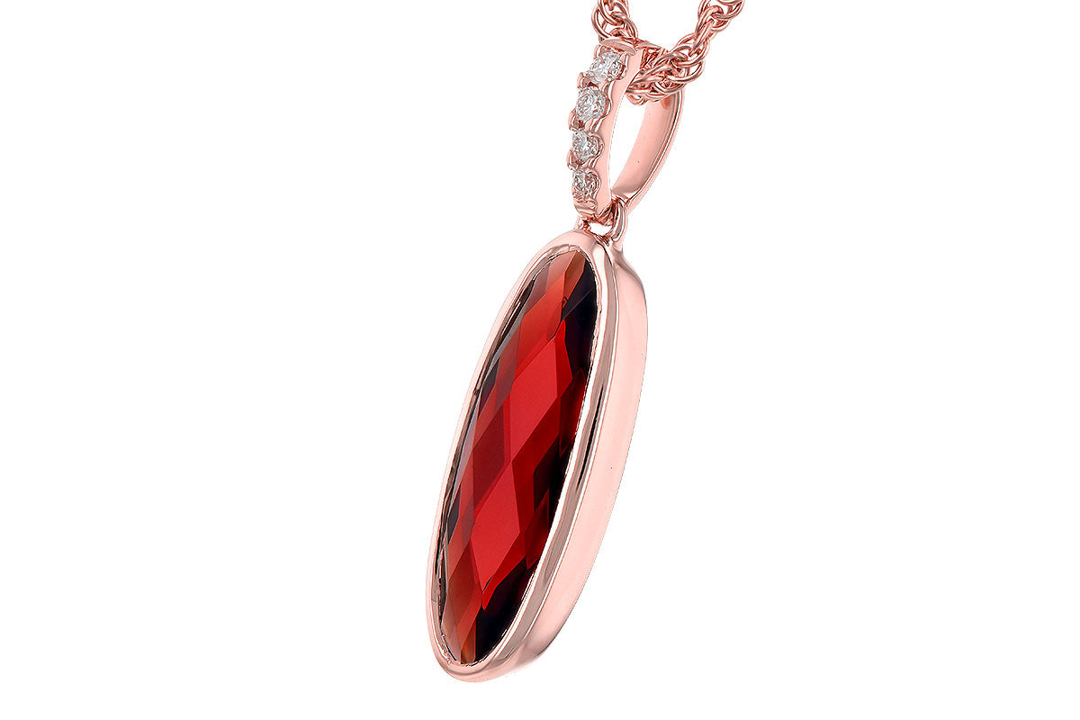 Allison Kaufman Garnet & Diamond Necklace in 14K Rose Gold, 2.05 ctw (N8330), alternate view