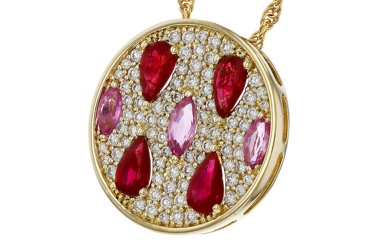 Allison Kaufman Ruby, Pink Sapphire & Diamond Necklace in 14K Yellow Gold, 1.82 ctw, alternate view