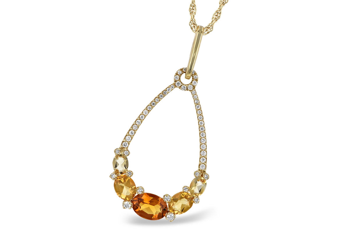 Allison Kaufman Citrine & Diamond Necklace in 14K Yellow Gold, 1.49 ctw