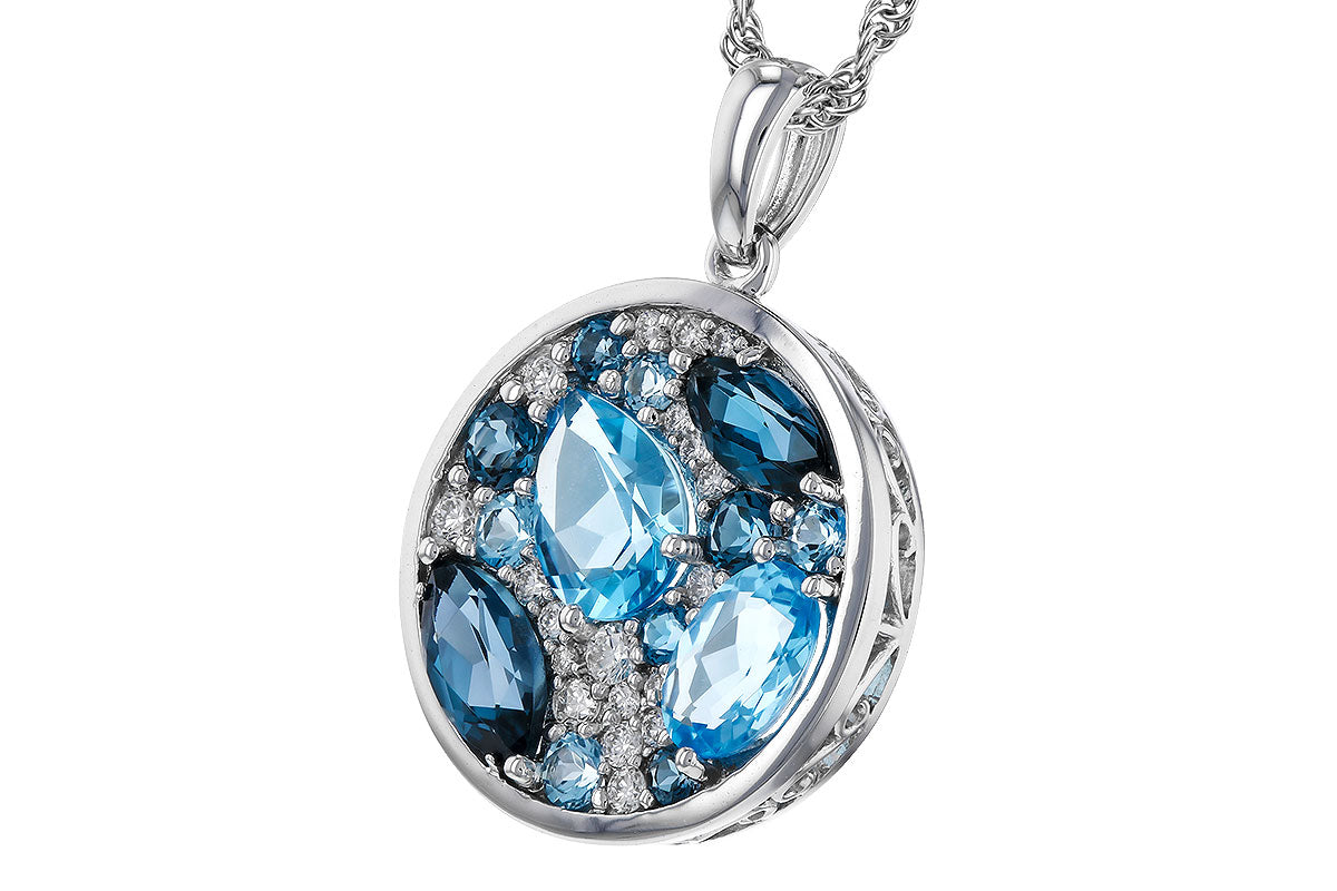 Allison Kaufman Blue Topaz & Diamond Necklace in 14K White Gold, 2.48 ctw, alternate view