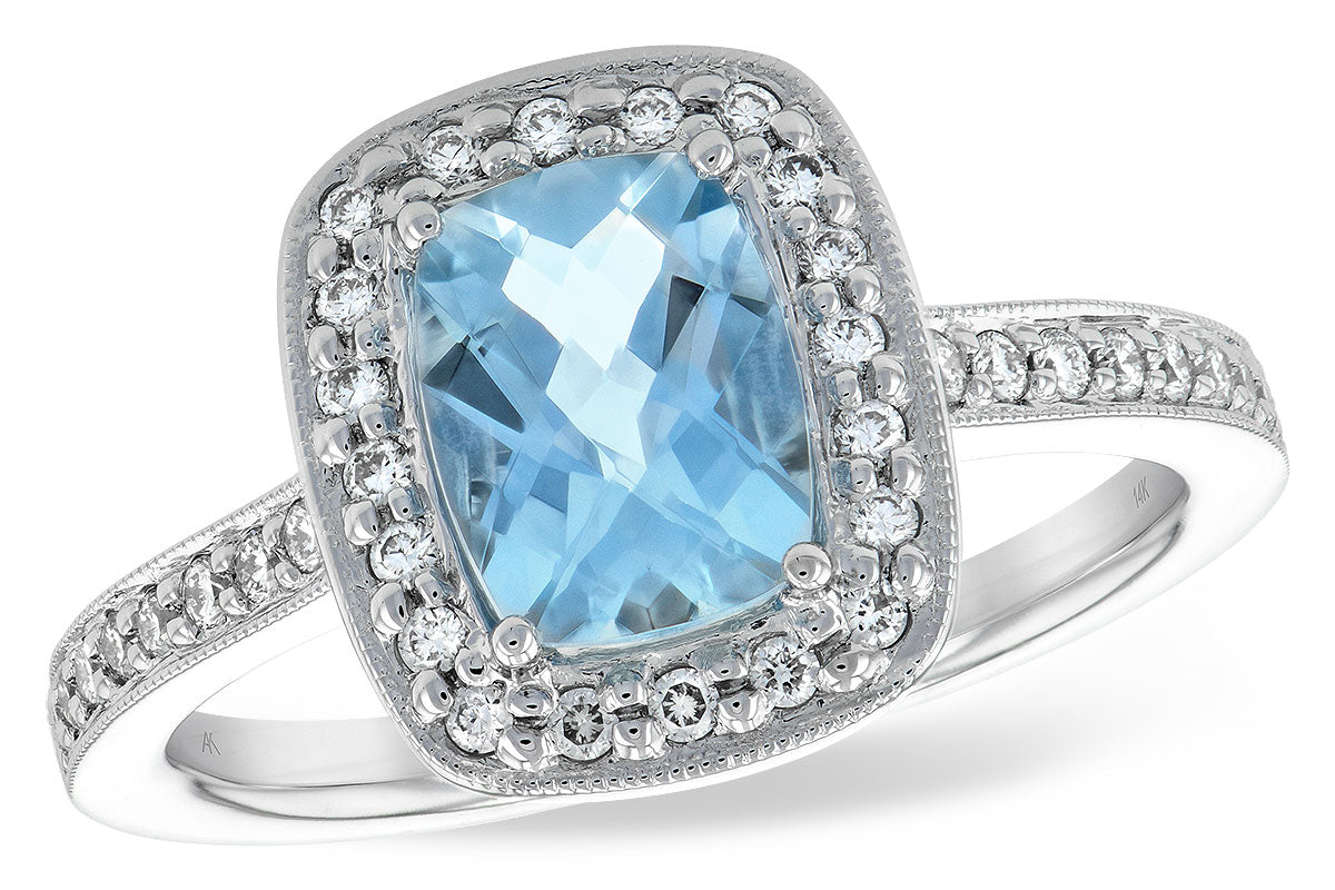 Allison Kaufman Aquamarine & Diamond Ring in 14K White Gold, 1.31 ctw