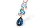 Allison Kaufman Blue Topaz & Diamond Necklace in 14K Rose Gold, 2.02 ctw