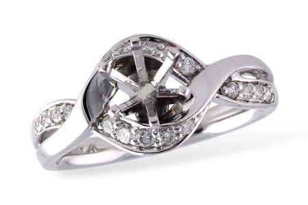 Allison Kaufman Diamond Engagement Ring Semi-Mount in 14K White Gold, 0.24 ctw (L7397)