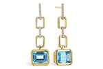 Allison Kaufman Blue Topaz & Diamond Earrings in 14K Yellow Gold, 3.32 ctw