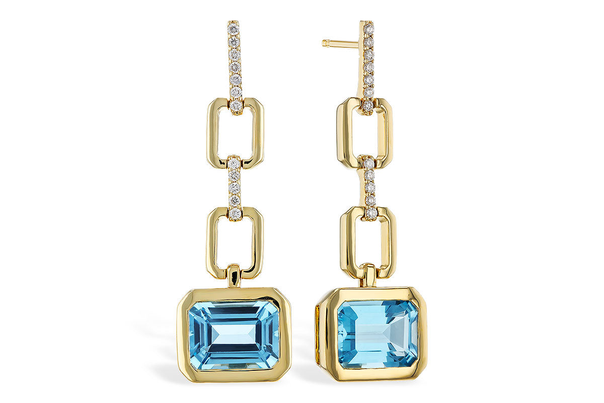 Allison Kaufman Blue Topaz & Diamond Earrings in 14K Yellow Gold, 3.32 ctw