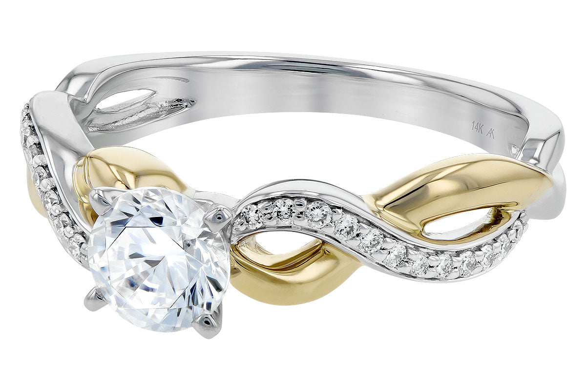Allison Kaufman Diamond Engagement Ring Semi-Mount in 14K Yellow & White Gold, 0.09 ctw (L7540), alternate view
