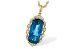 Allison Kaufman London Blue Topaz & Diamond Necklace in 14K Yellow Gold, 6.81 ctw
