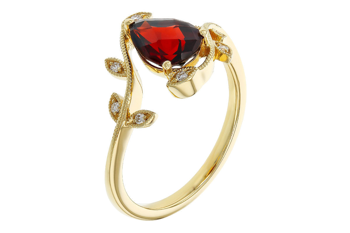 Allison Kaufman Garnet & Diamond Ring in 14K Yellow Gold, 1.40 ctw, alternate view