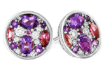 Allison Kaufman Amethyst, Pink Tourmaline & Diamond Earrings in 14K White Gold, 0.98 ctw