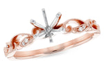 Allison Kaufman Diamond Engagement Ring Semi-Mount in 14K Rose Gold, 0.02 ctw