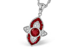 Allison Kaufman Ruby & Diamond Necklace in 14K White Gold, 0.70 ctw (N8248)