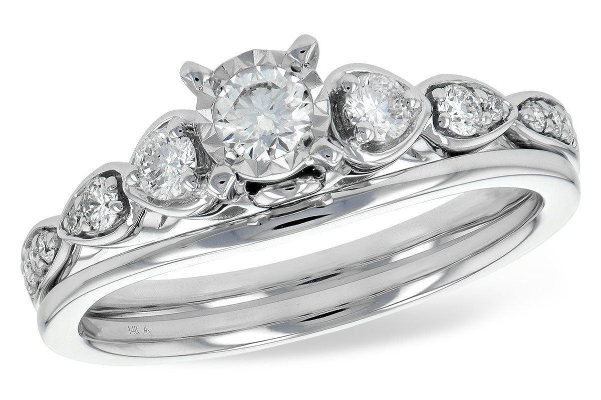 Allison Kaufman Diamond Bridal Set in 14K White Gold, 0.42 ctw