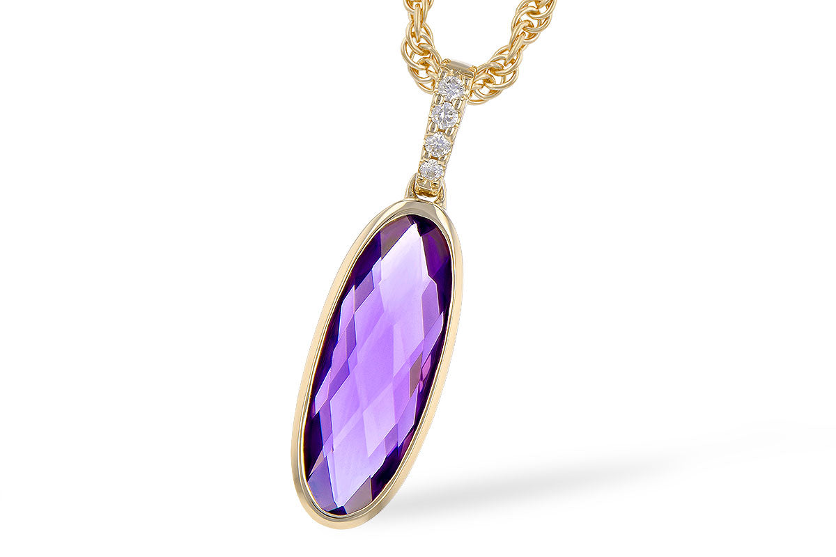 Allison Kaufman Amethyst & Diamond Necklace in 14K Yellow Gold, 1.70 ctw